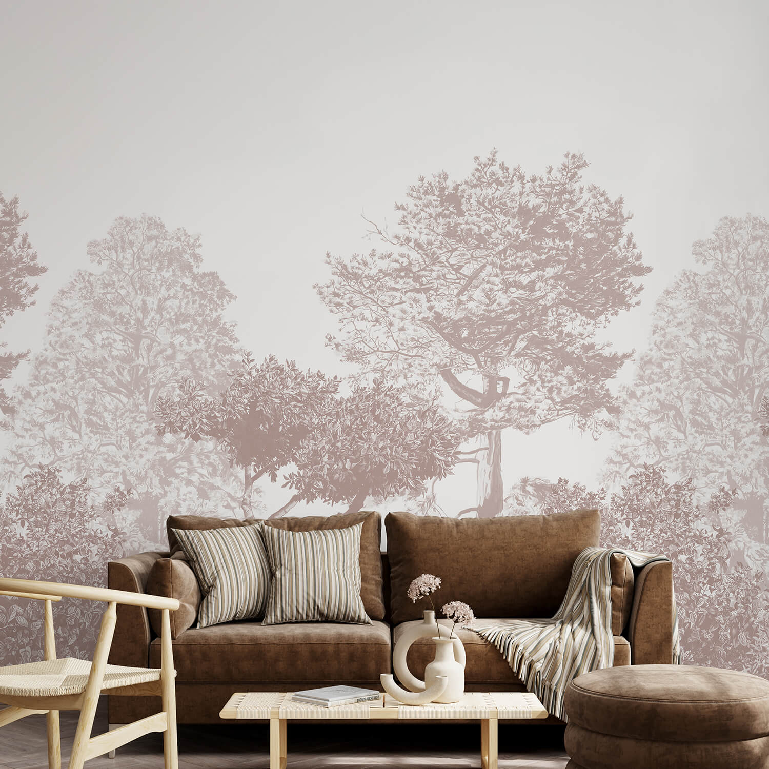 Hua Trees Mural Wallpaper - Brown – Sian Zeng